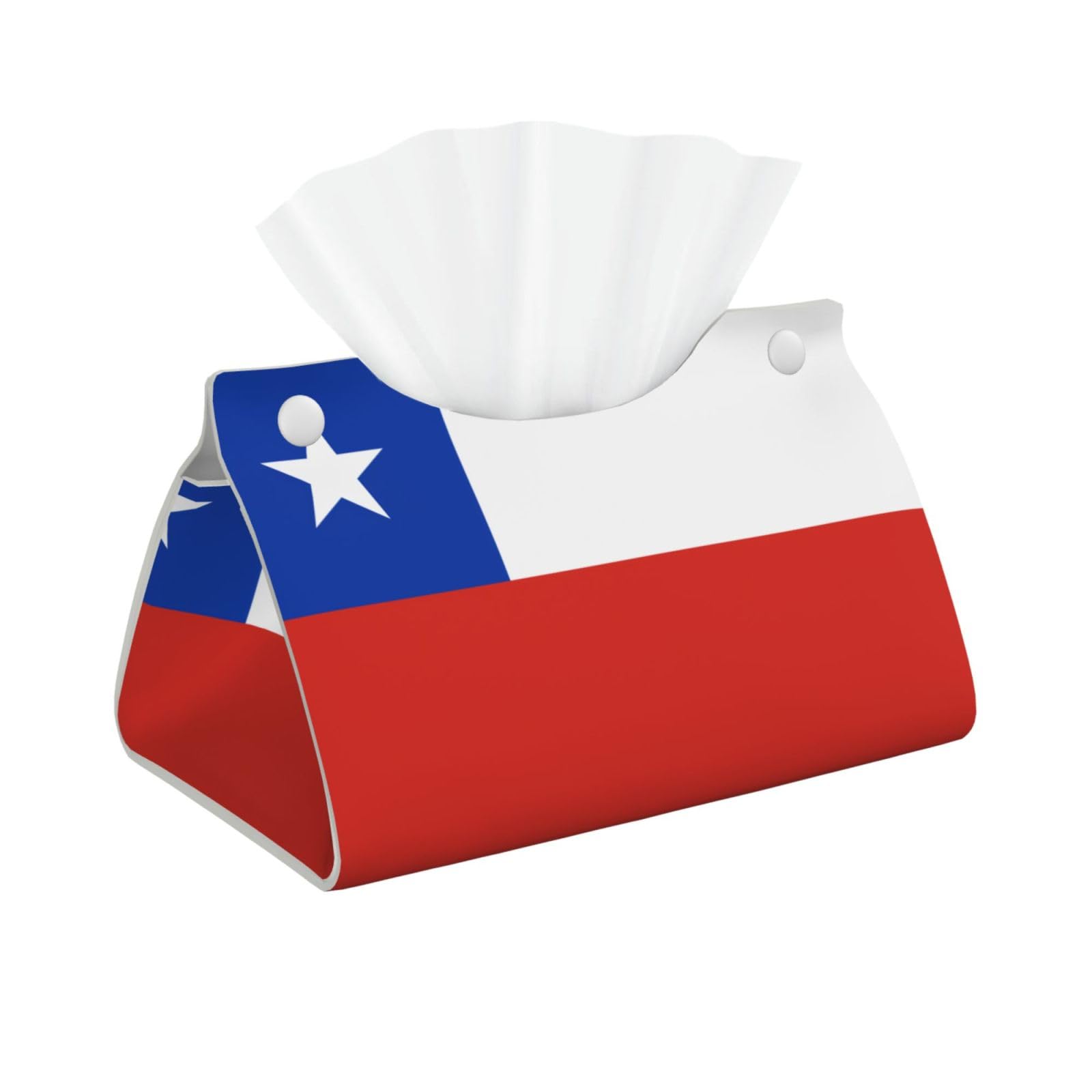 Flag of Chile Long Leather Tissue Box Cover-Waterproof PU Leather Tissue Holder for Bathroom, Decorative Rectangular Tissue Case