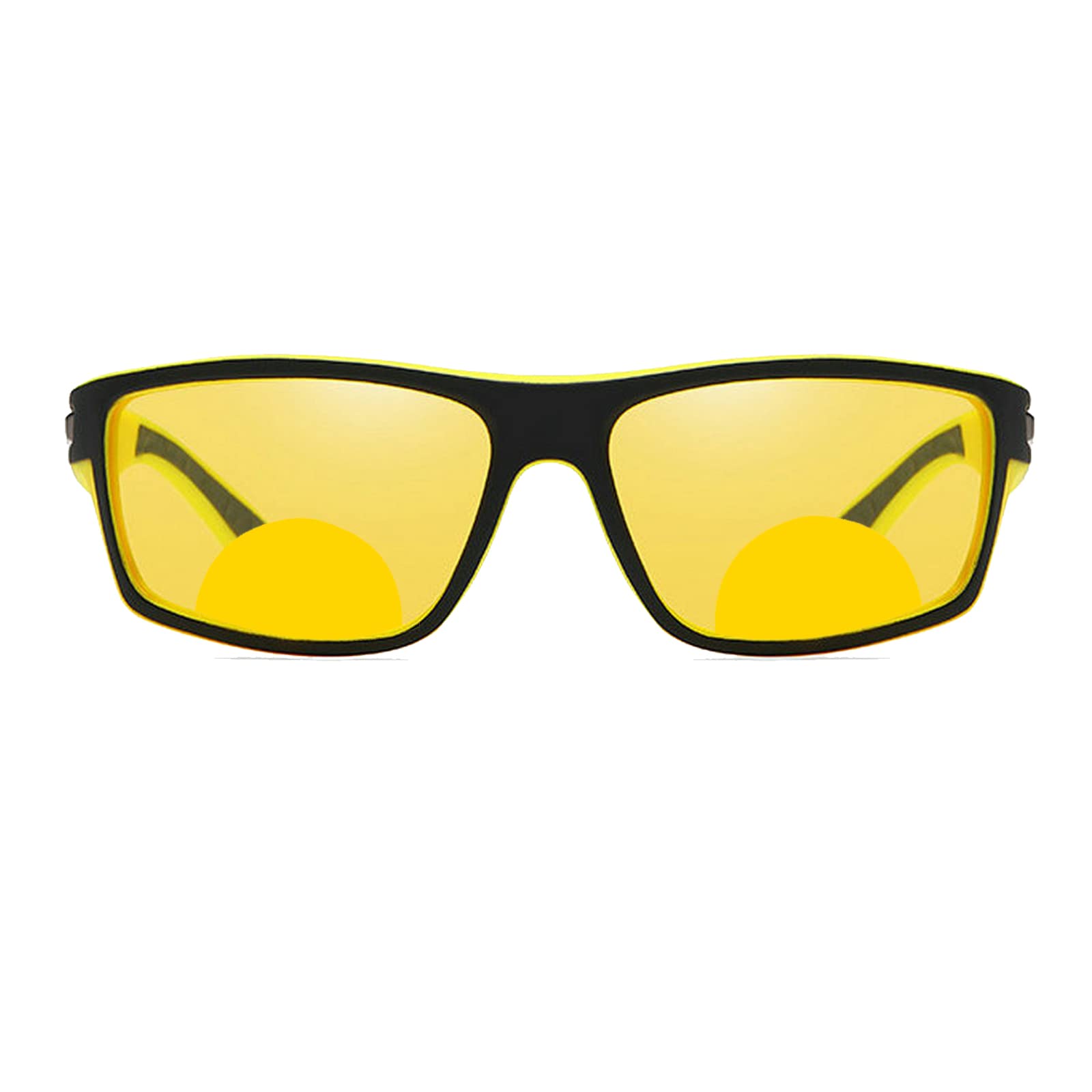 COTIA Bifocal Reading Sunglasses Night Vision for Men Yellow Sports Driving Glasses with UV Protection and Anti Glare (black yellow, 2, multiplier_x)