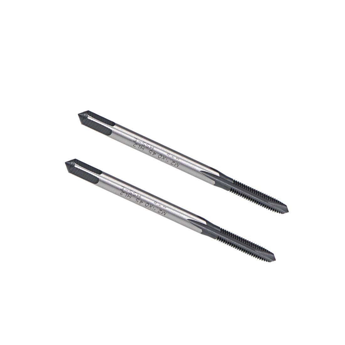 sourcing map M2.5 x 0.45 Spiral Point Threading Tap, H2 Tolerance High Speed Steel TICN Coated, Round Shank with Square End, Metric Screw Taps Tapping Bit for Machinist Thread Repair, 2pcs