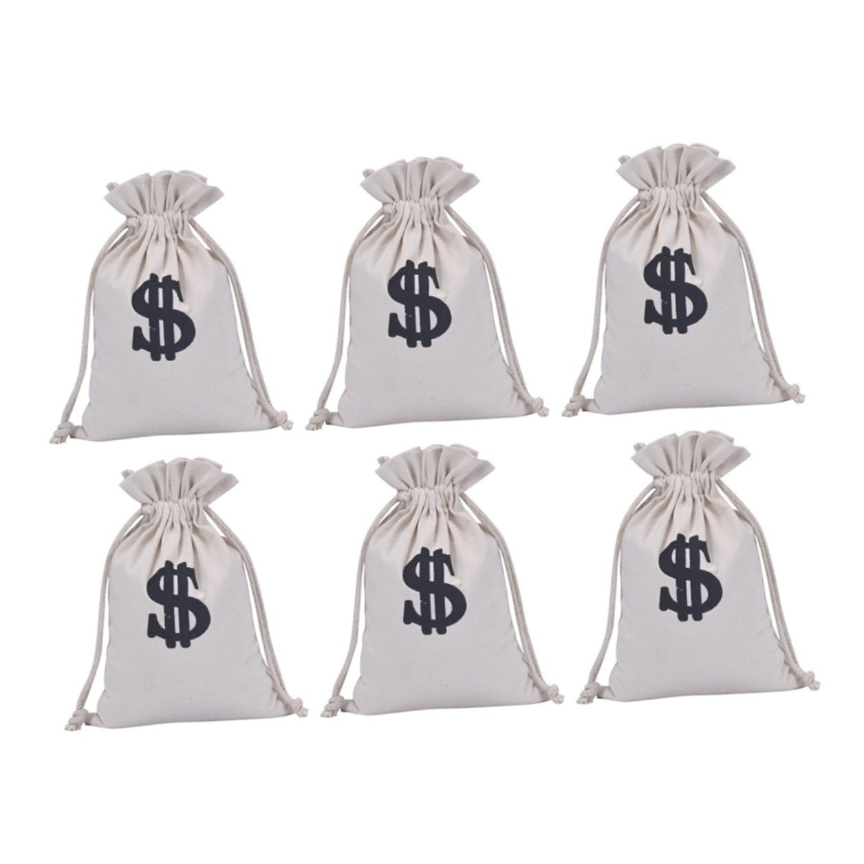 Pochettes à Cordon 6 Pièces en Tissu Blanc pour Bijoux