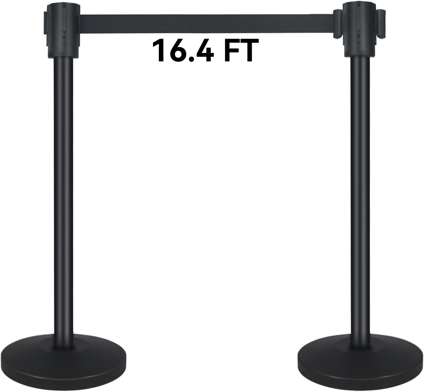 QKA Crowd Control Barriers with 16.4' Retractable Belt 2Pack Stainless Steel Stanchion Posts Queue Line Pole Stanchions, Black