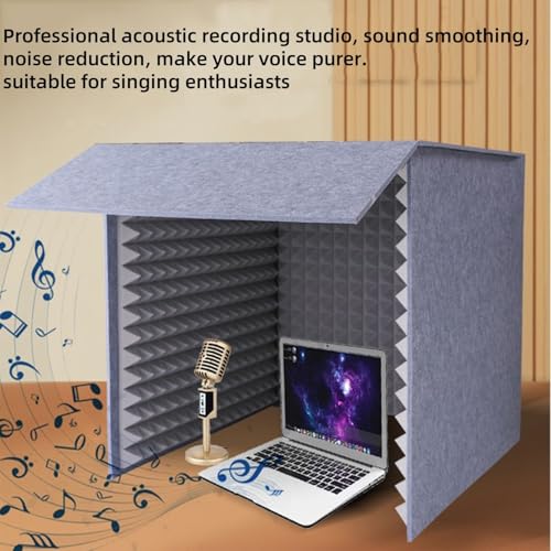 Laohucai Cabine vocale Portable, Grand écran d'isolation Amovible, équipement de Studio d'enregistrement pour l'enregistrement de Musique à Domicile, Voix sans écho, Capot insonorisé fermé(31.5") – vue 2