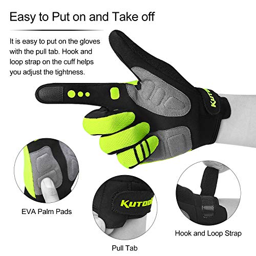 Image of KUTOOK Cycling Gloves Full Finger Touch Screen Wear Resistant with Shock Absorbing Pad Bike Gloves Men for MTB Road