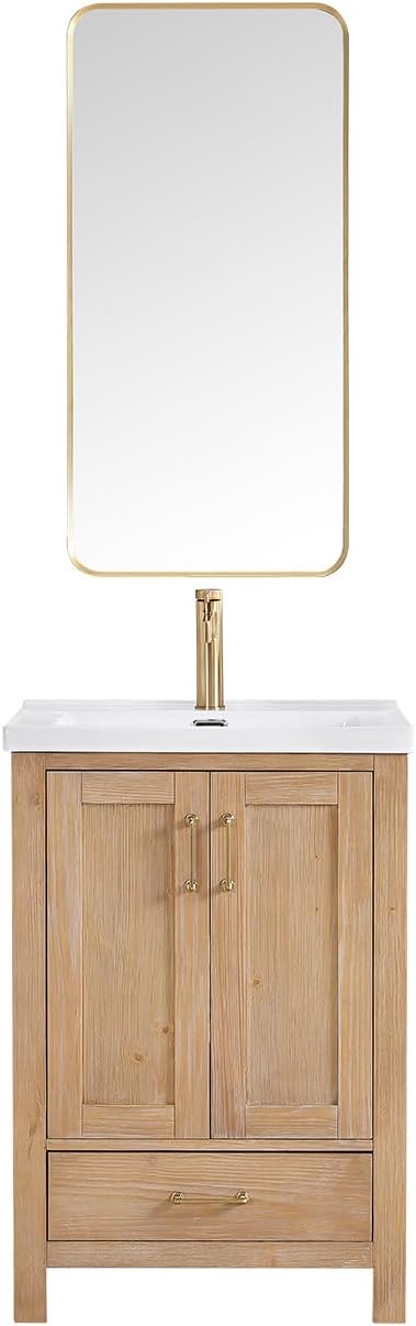 VINNOVA Gela Freestanding Bathroom Vanity, Small, Fir Wood Brown