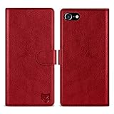 ZZXX for iPhone 7/iPhone 8/iPhone SE 2022(2020) Wallet Case with [RFID Blocking] Card Slot Kickstand Magnetic Closure Leather Flip Fold Protective Phone Case for iPhone 8 Case Wallet(Red-4.7 inch)
