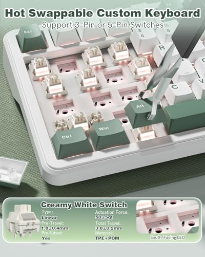 Image of L75 75% Mechanical Keyboard, Wireless Gaming Keyboard with Multifunction Knob, Creamy Gasket Structure, Hot Swap, RGB Backlight, PBT Keycap, Custom Driver, Compact Layout for Win /Mac /PC