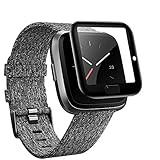 NANW 4 Pack Screen Protector Compatible with Fitbit Versa/Versa Lite Edition, 3D Full Coverage Curved Edge Protective Screen Cover Waterproof Scratch Resistant Bubble-Free for Versa Smartwatch