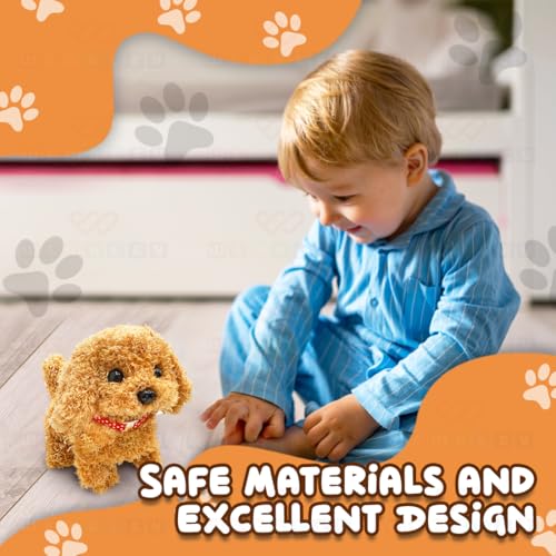 Image of Wembley Cute Plush Puppy Toy| Soft & Interactive Battery Operated Toy| Walking, Barking & Jumping Pup for Kids| Tail Wagging Cute Realistic Pet| Birthday Gift for Babies (Brown)