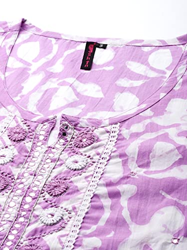 Image of ishin Women's Mauve Embroidered Anarkali Kurta with Trouser & Dupatta