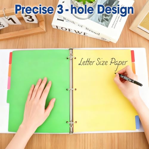 102 Pcs Colored Binder Dividers with Tabs, 1/6 Cut Tabs, Dividers for 3 Ring Binder, Blank Write On Binder Dividers in 6 Tab Sets, Letter Size, 102 Dividers, 17 Sets, Multicolor - Thumbnail 3