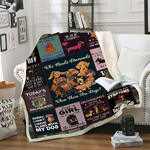 Dachshund Blanket Dachshund Gifts For Women Warm Cozy Wiener Dog Blanket For Couch Bed Sofa Fuzzy Soft Sherpa Throw Blanket Weiner Dog Gifts For Women Kids And Adults 59'' X 79'' (Dachshund 1) #TOP4