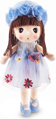 HWD Kawaii - Muñeca de peluche suave para niña, de flores, regalo para niñas, 18 pulgadas (azul)