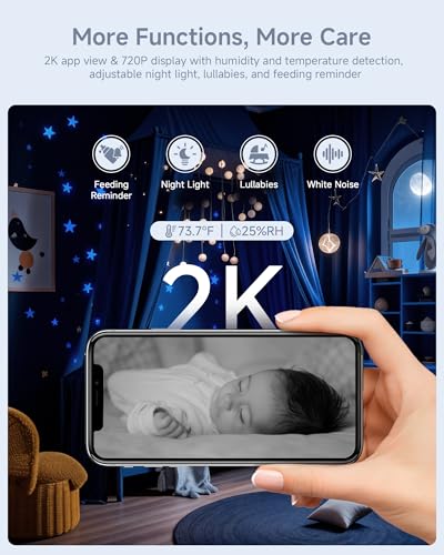 Image of ARENTI Baby Monitor, 2K /3MP WiFi 6 Camera and Audio, 5-inch Wireless Screen, Smartphone App, Super Night Vision, Crying Detection, Auto Tracking, Temp&Humidity Sensor, Cloud&SD Card Storage (D3 Kit)