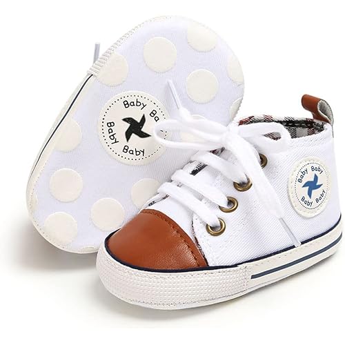 Sekantrol Unisex Baby Girls Boys Shoes Infant Soft Sole Canvas Newborn First Walkers High Top Anti-Slip Sneakers