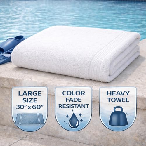 Image of Fitness Mantra Cotton Bath Towel 650 GSM | Heavyweight, Soft & Absorbent | Quick Dry | Large 30 x 60 Inch Towel for Daily Bath Use | 1 Peace| White|