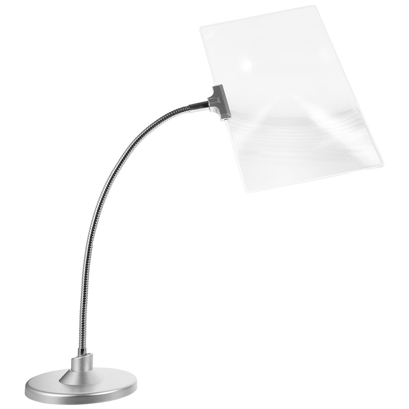 Lupa de Lectura 4X con Soporte Flexible y Lente Fresnel Grande Lupa para Manualidades y Pantalla Ampliación para Oficina y Uso Escolar Plateada