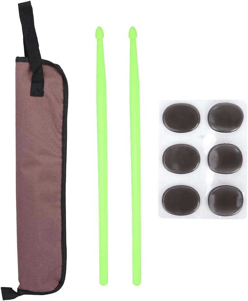 3 Pcs Drum Mute Sticker Pad with Oxford Cloth Drum Stick Bag and Nylon Drumsticks, Portable Case for Practice and Performance