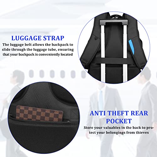 Image of DUSLANG Travel Work Laptop Backpack With USB Charging Charger Port Fits 15.6 Inch Notebook Business Anti Theft College Computer Bag Back Pack for Women Men with Rain Cover - Black