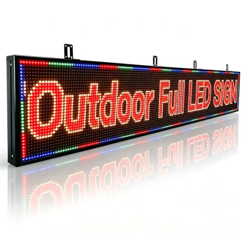 Image of 77 inchx14 inch Programmable LED Display Sign, P10 Outdoor Digital Scrolling Message Board with WiFi /USB Control, High Brightness Waterproof Screen for Business Advertising & Menu
