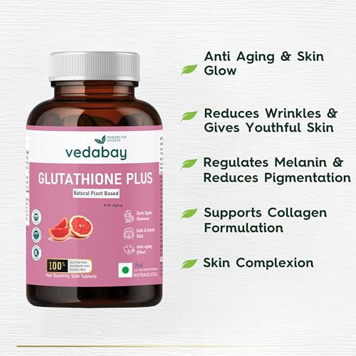 Image of Glutathione Plus Tablets with Vitamin C, Biotin & Citrus Extract | Antioxidant Supplement for Skin Health & Overall Wellness Support | 100% Plant-Based | 30 Tablets for Men & Women