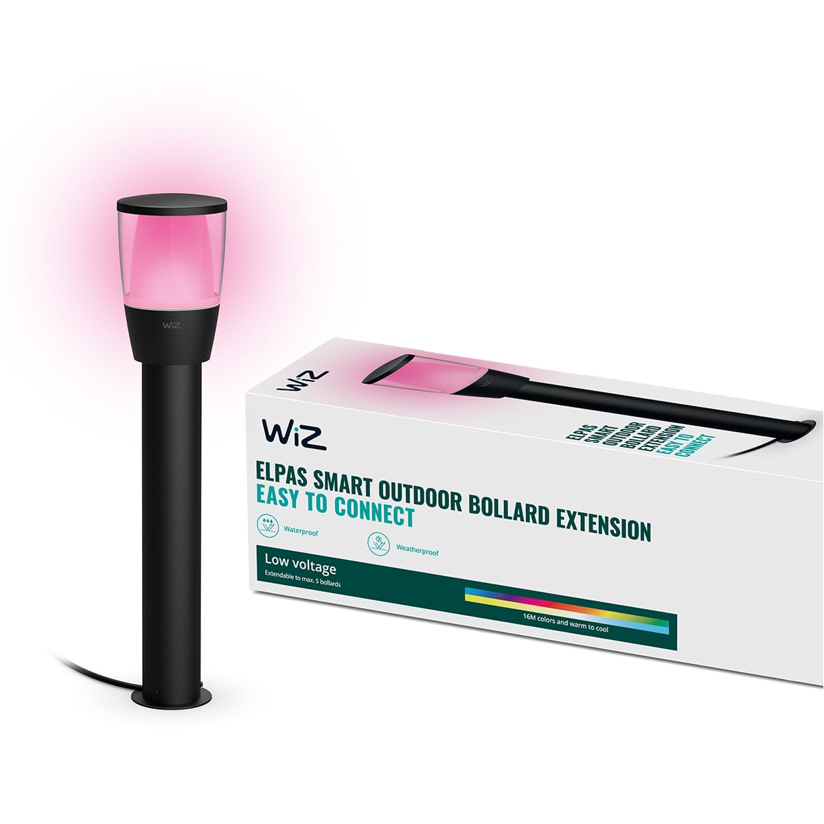 WiZ Tunable White and Color LED Außenleuchte Elpas, dimmbar, warm- bis kaltweiß, 16 Mio. Farben, smarte Steuerung per App/Stimme über WLAN, Erweiterung