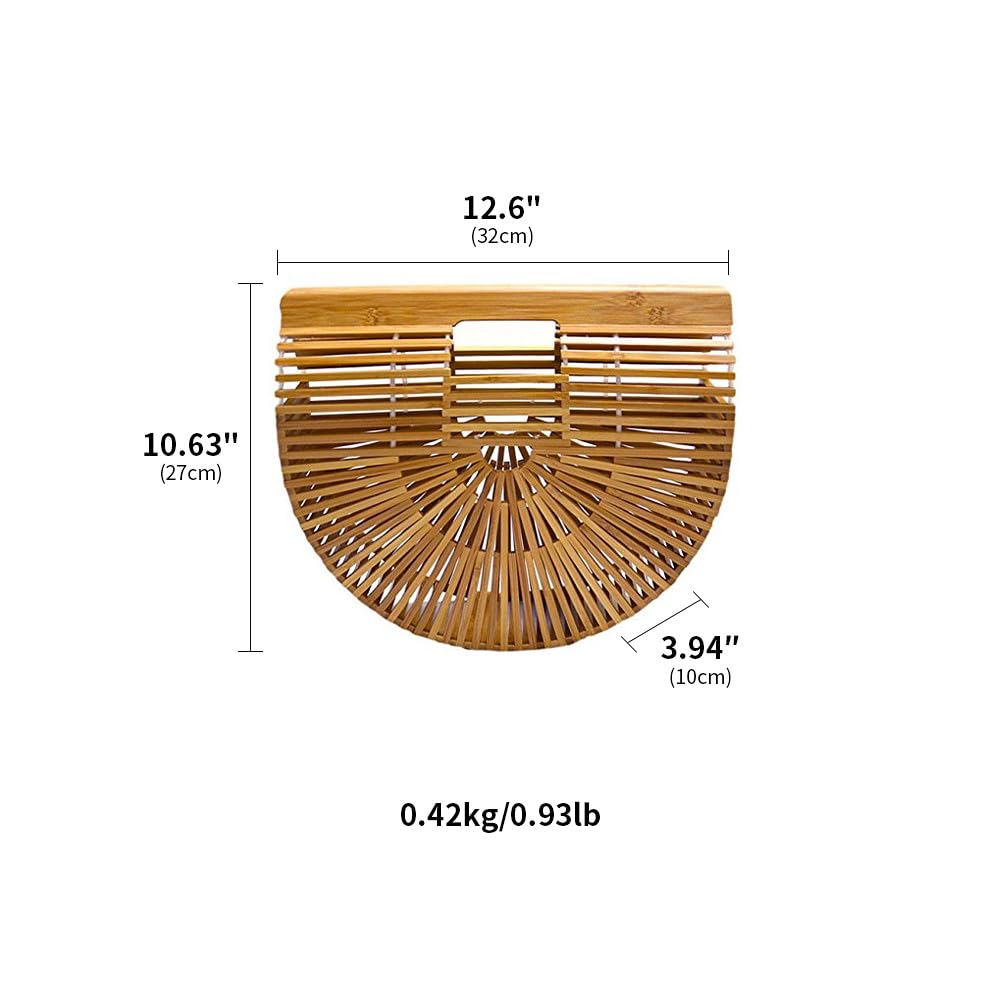 Bambustaschen für Frauen Handgemachte Bambus Frauen Handtasche Holz Geldbörse Strand Bambus Tasche Reise Tragetasche Stroh Strand Geldbörse