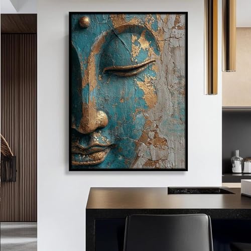 Tableau de Bouddha grand format minimaliste avec cadre pour mur de maison - 2