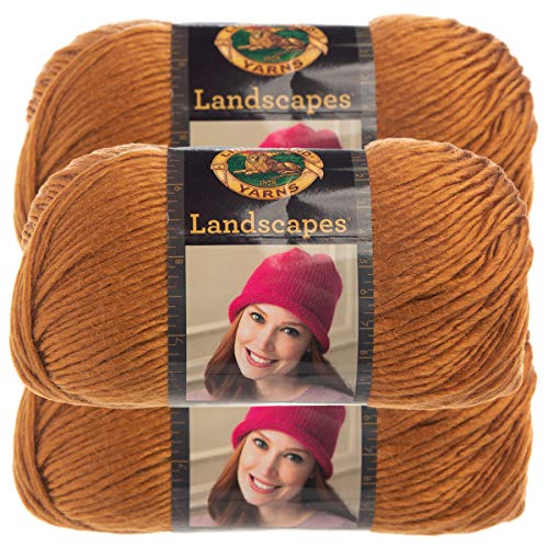 Lion Brand Yarn (3 Pack) Landscapes Yarn Acrylic 100 Percent Medium #4 Soft Yarn for Knitting Crocheting (Ochre)