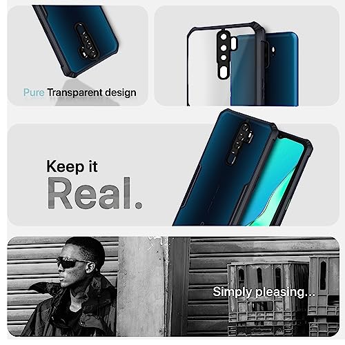 Image of Outlouders Back Cover for Oppo A5 2020 / A9 2020 | Ultra Hybrid Transparent | Full Camera Protection | Raised Edge | Crystal Clear Bumper Case (Black)