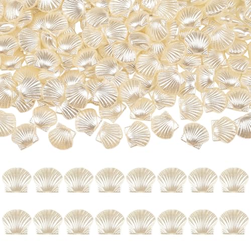 SOFPLATE 200 pieza de Cuentas de Concha de Almeja Blanca Perlas de Concha Marina Cuentas de Plástico ABS 3D Mini Espaciadores Sueltos Y Lisos Accesorios para Hacer Joyas Pulseras Collares Manualidades