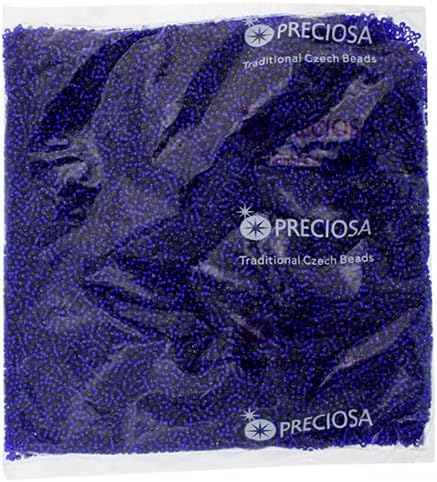 Czech Glass Seed Beads 11/0 (2.1mm Diameter) Silver Lined Royal Blue DIY Jewelry Making Beadss - 250g Bulk Bag by Preciosa (Jablonex)