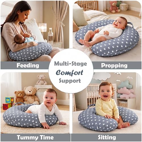 Image of Infantbond by fareto Baby Bedding Set Combo | Flat Bed | Carry Bag | Full All Daily Needs Bedding in Single | Blanket Pack (Pack of 8 Items) (0-6 Months) (Grey Crown)