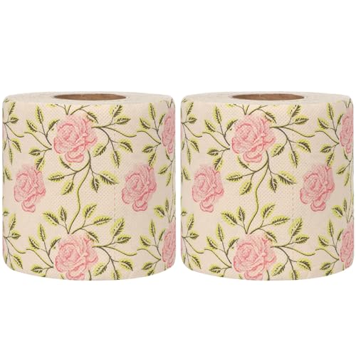 Papel higiénico de bambú Angoily con estampado de rosas pack de 2 rollos suave para viaje 2