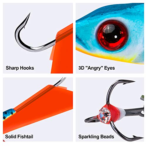 Goture ice Fishing jigs Walleye ice Fishing Lures Crappie kit Glow Dark Saltwater for Saltwater and Freshwater Fishing baits and Lures for bass