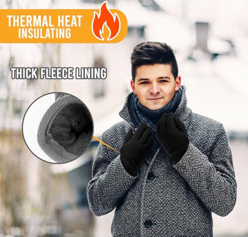 Image of 12 Pair Winter Fleece Gloves Mens Thermal Soft Warm Cozy Cold Weather Outdoor Sports