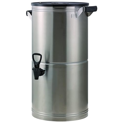 Service Ideas ITS5GPL - Urna redonda para té (5 galones, acero inoxidable, acabado cepillado), Plateado