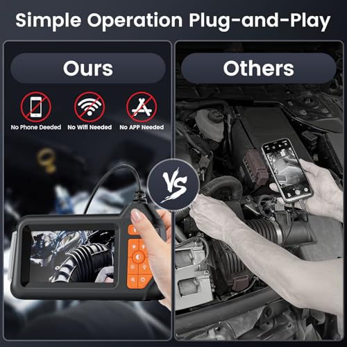 Image of Endoscope Camera with Light: 4.3 inch 1080P HD Dual-Lens Inspection Borescope Camera for Sewer - 16.4ft Waterproof Industrial Endoscope - Flexible Snake Bore Scope for Plumbing Automotive