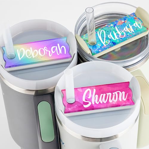Personalized Stanley Tumbler Name Plates - Colorful - Custom Name Tag for 20 30 40 Oz Tumblers, Tumbler Lid Topper - Ideal St