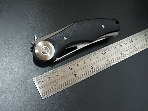 Eafengrow Dark Folding Knives D2 Blade Plating Titanium Steel Handle Flipper Camping Outdoor Knife Edc Tool (Black) #TOP2