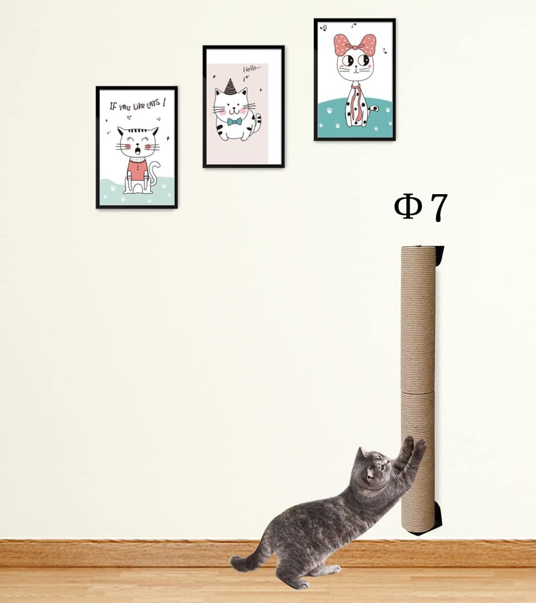 81cm Katzenkratzbaum Wandmontage,Wand Kratzstamm,Kratzbaum Groß,Kratzsäule Katzen（Φ7）