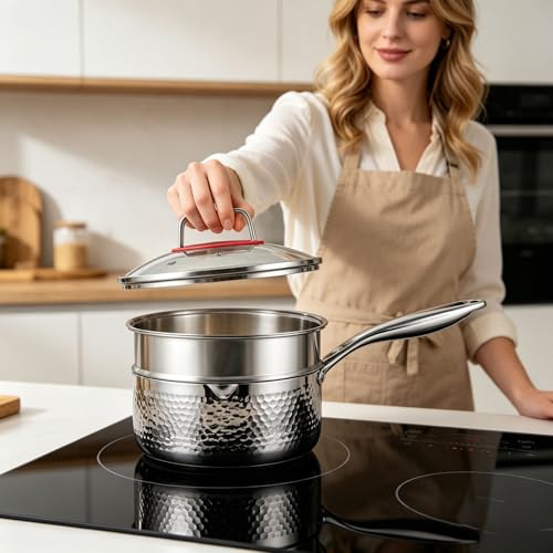 Cacerola antiadherente para evitar comida pegada con vertido limpio y vapor 6