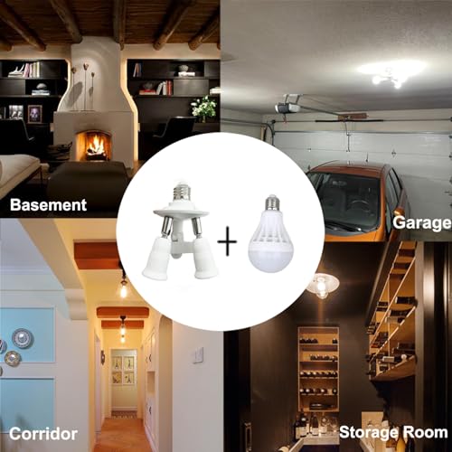 Taigeguang LSE27AS2P 2 In 1 E26/E27 Dual Light Bulb Socket With Motion Sensor,Motion Activated Light Socket Bulb Base Adapter Lamp Holder,360 Degree Rotating 180 Degree Bending Indoor Use Only thumb #5