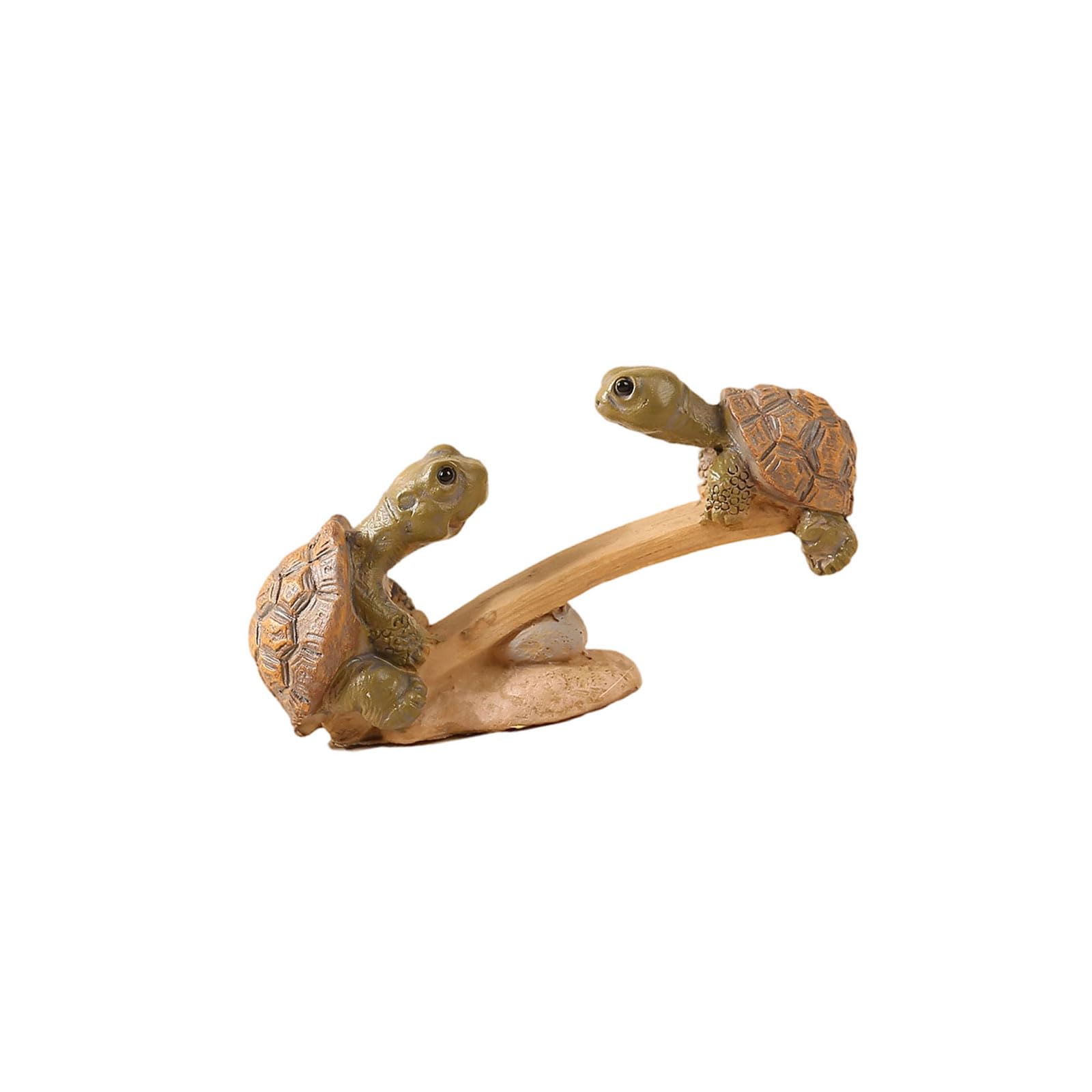 Kaeltsyn Miniature Turtle Seesaw Resin Statue Handcrafted Turtle Balance Toy Sculpture for Succulents Pots and Moss Landscaping Desktop Ornament