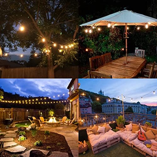 NIIU Outdoor String Lights Mains Powered, 50FT Garden String Lights Waterproof,LED Festoon Lights with Shatterproof Plastic Bulbs 15+1 (1 Spares) for Terrace,Party,Garden,Balcony and Indoor