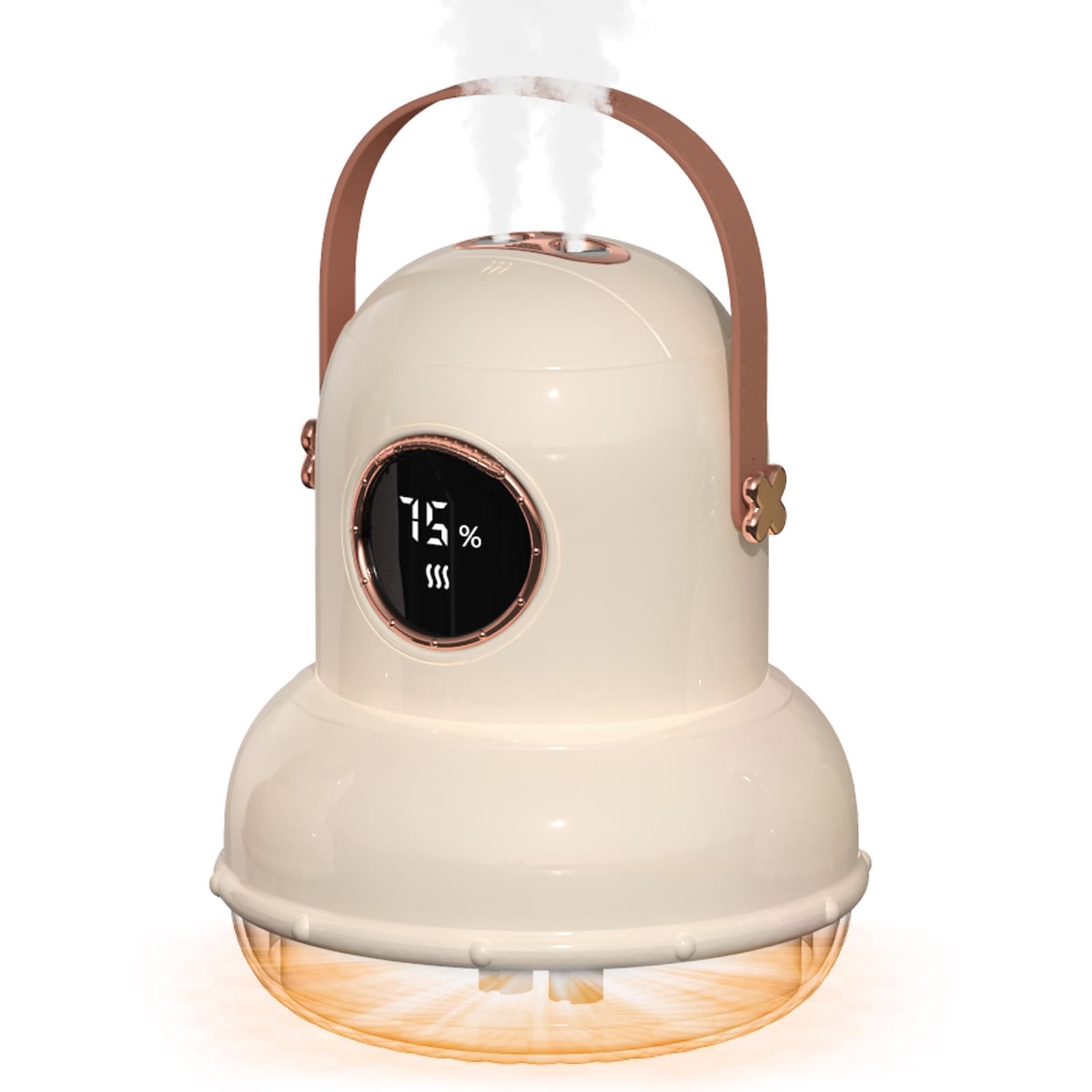 KASTWAVE Cool Mist Humidifier with Night Light, Portable Mini Air Humidifier with LED Screen, Ultra-Quiet Wireless Humidifier Three Spray Modes for Baby Kids Bedroom Home Office Car Desk (Beige)