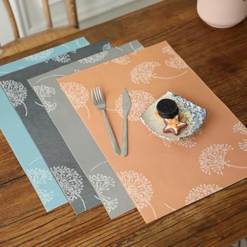 Sets de table résistant à la chaleur motif pissenlit lavable pour table propre - 4