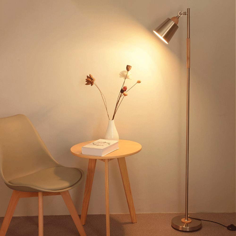 Lampada da Terra Moderna a LED, Lampada da Terra Argentata Regolabile con Base in Metallo Spesso, interruttori a Pedale, Bianco Caldo 3000K, Attacco E