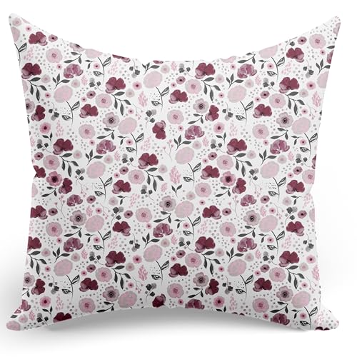PinkZebra Kopfkissenbezug, Kissenbezug 80 x 80 cm aus 100% Baumwolle, Kissenhülle, Öko-tex Standard 100, Bezüge mit Reißverschluss, Stiefmütterchen