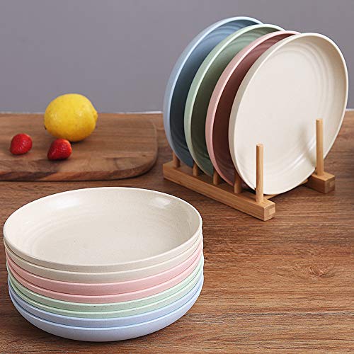 Kota Japan Wheat Straw Fiber Unbreakable Tableware 8.8” Plate For Dinner, Lunch, Breakfast For Pasta, Noodle, Salad, Dessert Dishes - Dishwasher, Microwave, Environment Safe Dinnerware 4 Pc Dish Set #TOP3