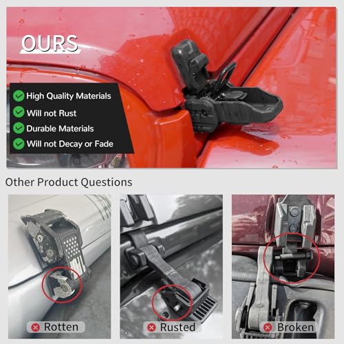 Image of Locking Hood Latch with Keys, Jeep Hood Latch for 2007-2017 Jeep Wrangler JK /JKU, Anti-Theft Hood Lock Catch Latch Accessories, Dust & Water Resistant, 100% Exclusive Development for Jeep JK, 1 Pair